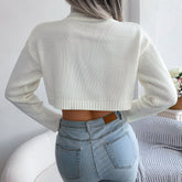 Kurzer Rollkragenpullover aus Strickmischung
